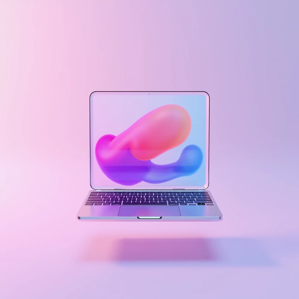 Glass laptop render